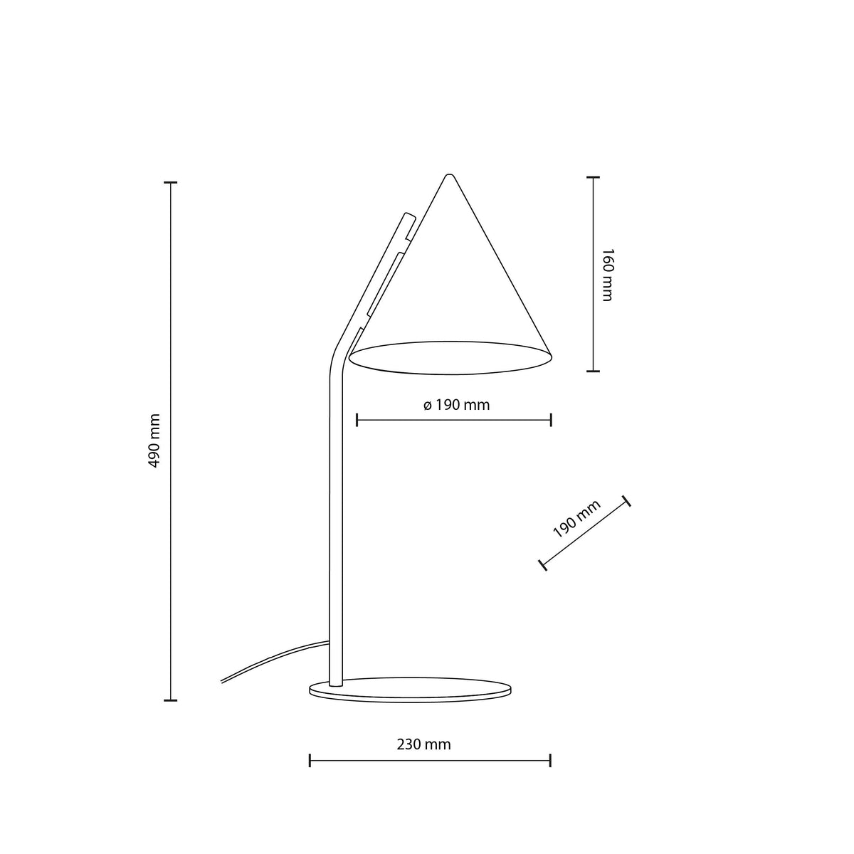 Lampe de chevet CONO noire moderne minimaliste