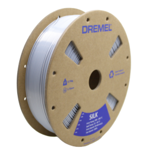 3D Silk PLA Filament Spool, 1.75mm Diameter, Silver 0.75kg