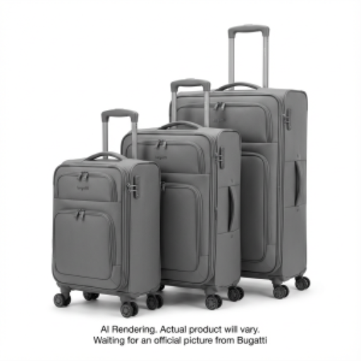 Bugatti SLG7003BU-GREY Reborn Collection 3-Piece Luggage Set – 100% Recycled Fabric with 8 Spinner Wheels