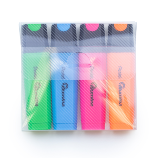 Surligneur liquide Illumina, pointe biseautée, étui assorti de 4 pièces