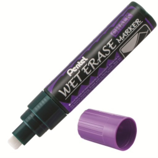 Pentel Arts Marqueur craie effaçable humide, pointe biseautée géante, encre violette