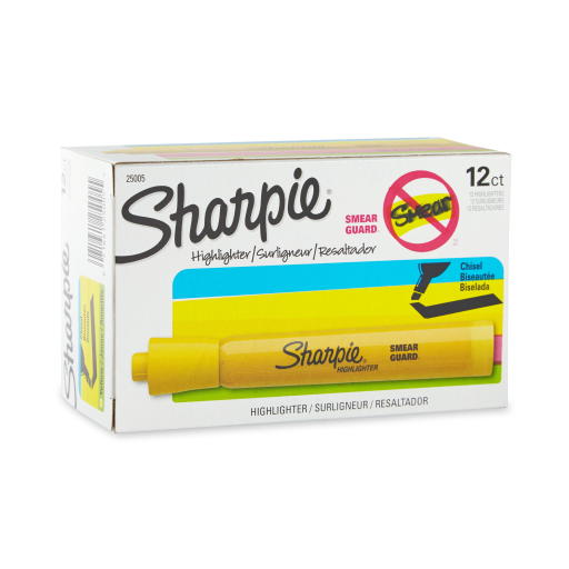 Surligneur Sharpie Tank, pointe biseautée, jaune, 1 unité