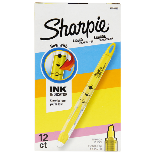 Surligneur liquide Sharpie, pointe biseautée, jaune, 1 unité