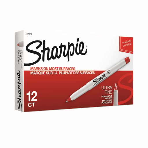 Marqueur permanent Sharpie, pointe ultra-fine, rouge, 1 unité