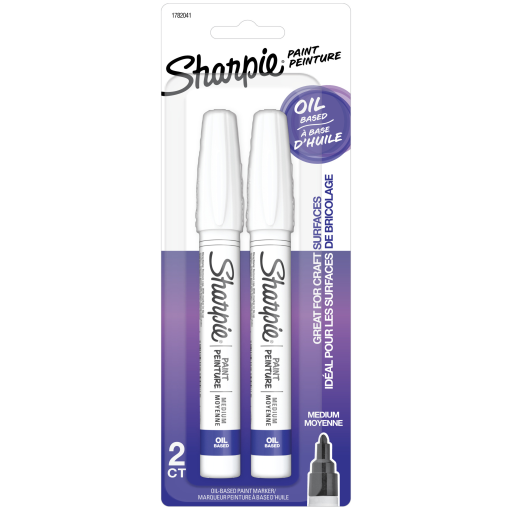 Marqueurs peinture à base d'huile Sharpie, pointe moyenne, blanc, lot de 2
