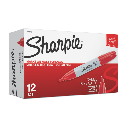 Marqueur permanent Sharpie, pointe biseautée, rouge, 1 unité