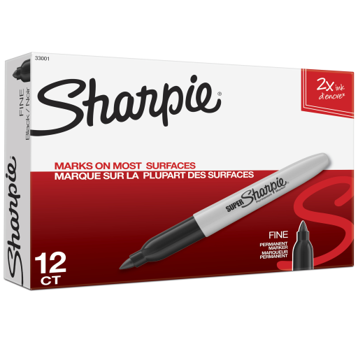 Marqueur super permanent Sharpie, pointe fine, noir, 1 unité
