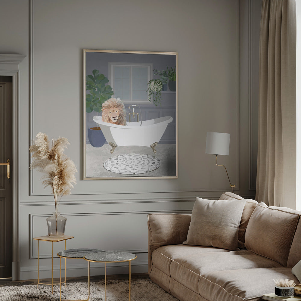 Impression sur toile Lion prenant un bain