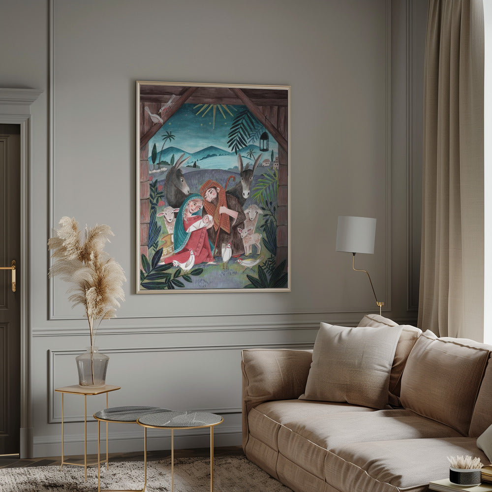 Wall art Christmas with Mary and baby Jesus Canvas Print