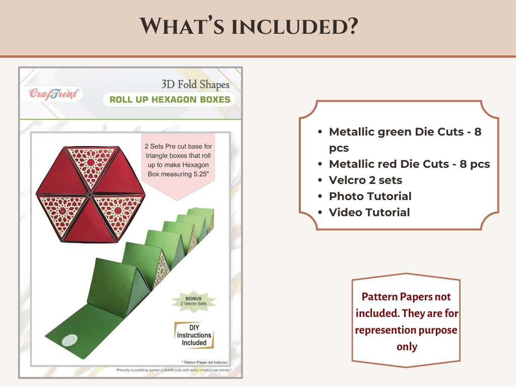 CrafTreat Scrapbook Hexagone enroulable - Rouge et Vert Métallisé