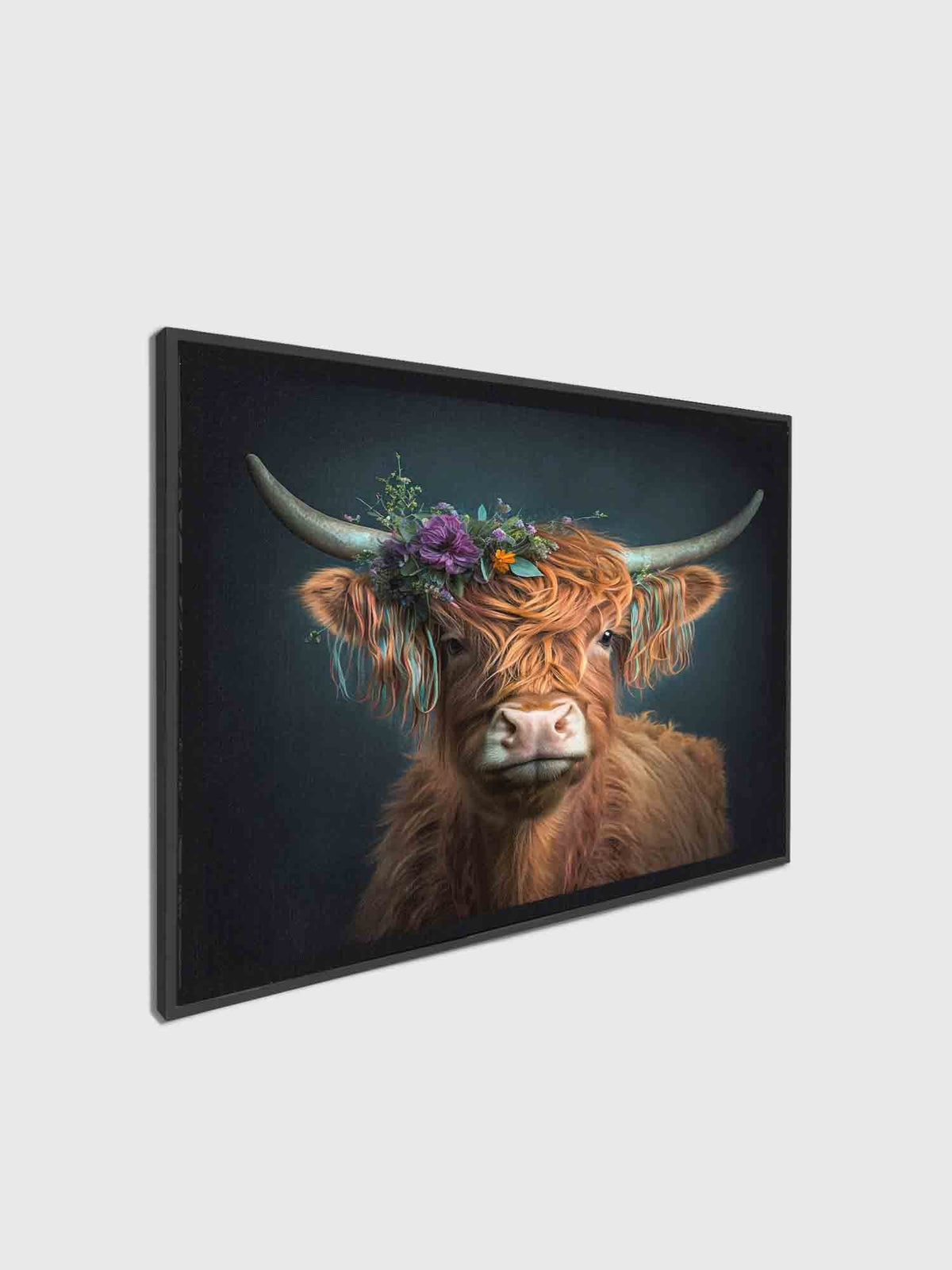 Art mural nature - Le bison et les fleurs - Impression sur toile