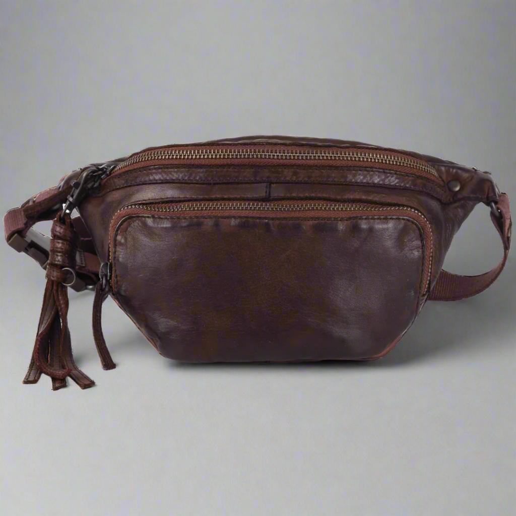 Sac banane en cuir à fermeture éclair sur le devant MET