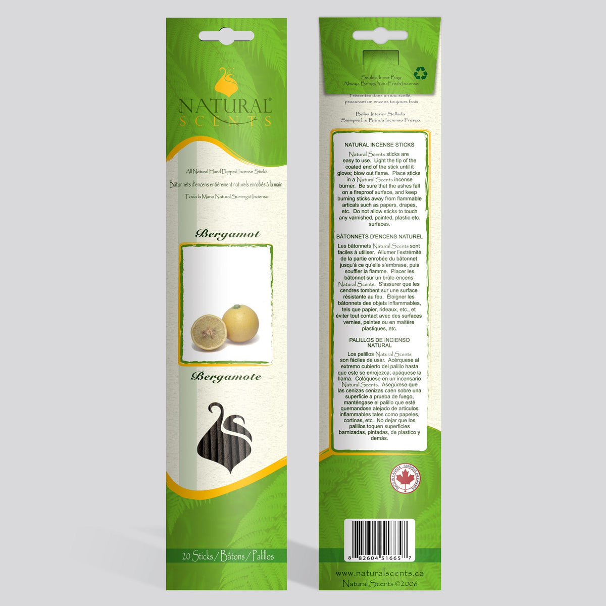 Bâtonnets d'encens Bergamote Scents Naturels