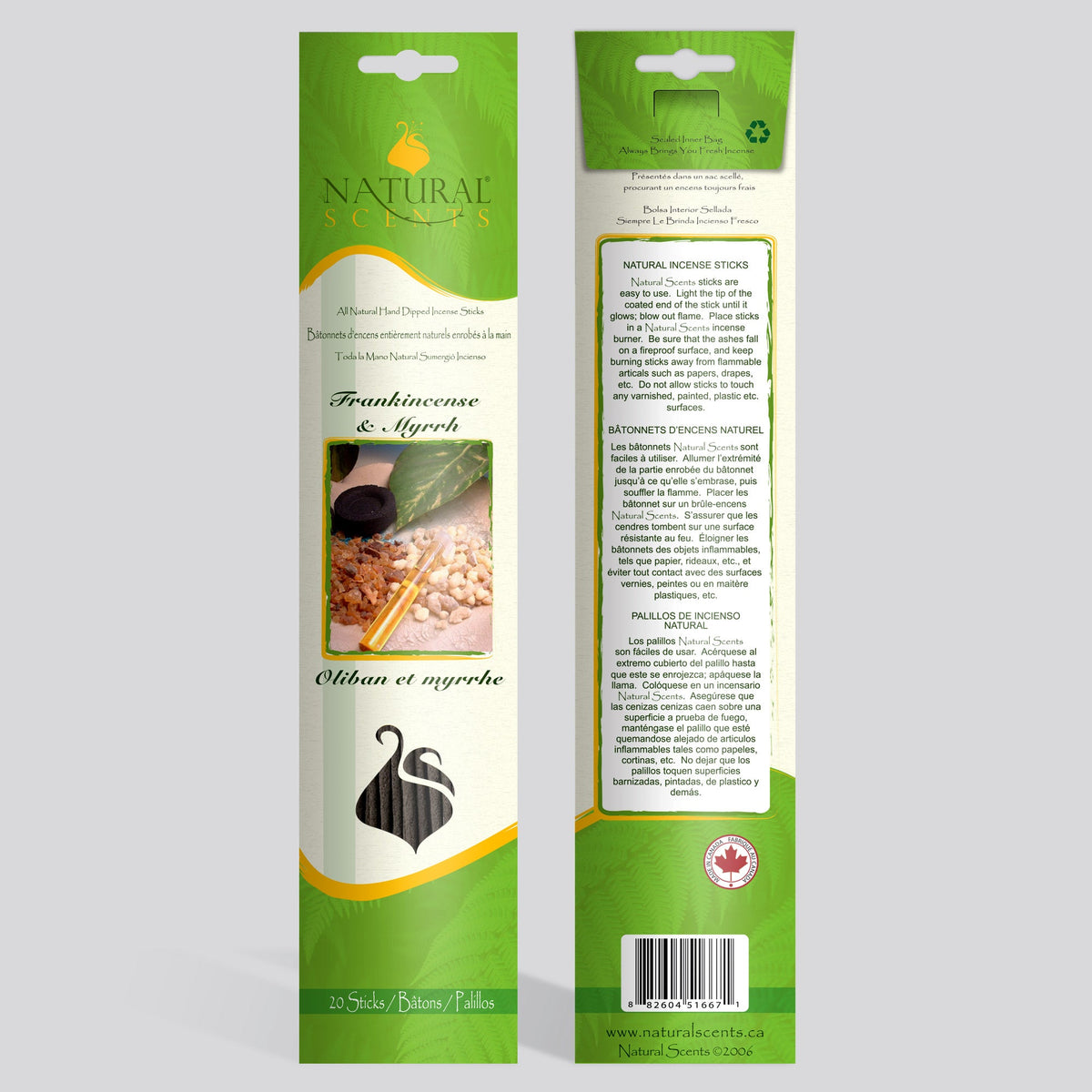 Bâtonnets d'encens naturels Frankincense & Myrrh