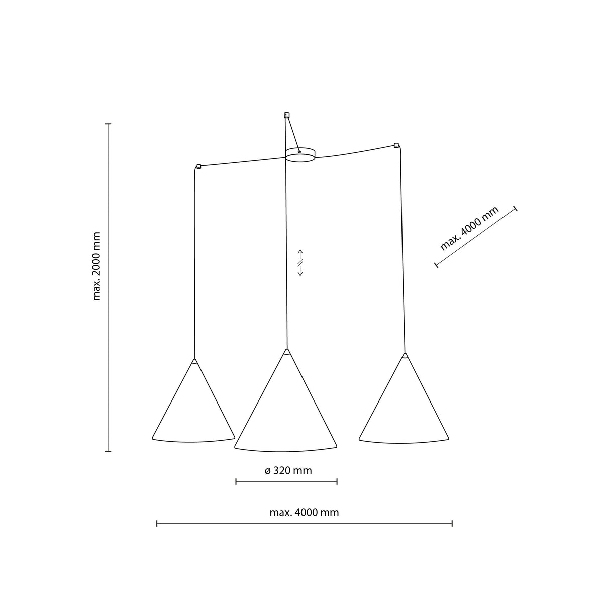Suspension Luminaire Plafonnier Moderne et Minimaliste Noir CONO pour Îlot de Cuisine, Salle à Manger et Salon (3 Lumières)
