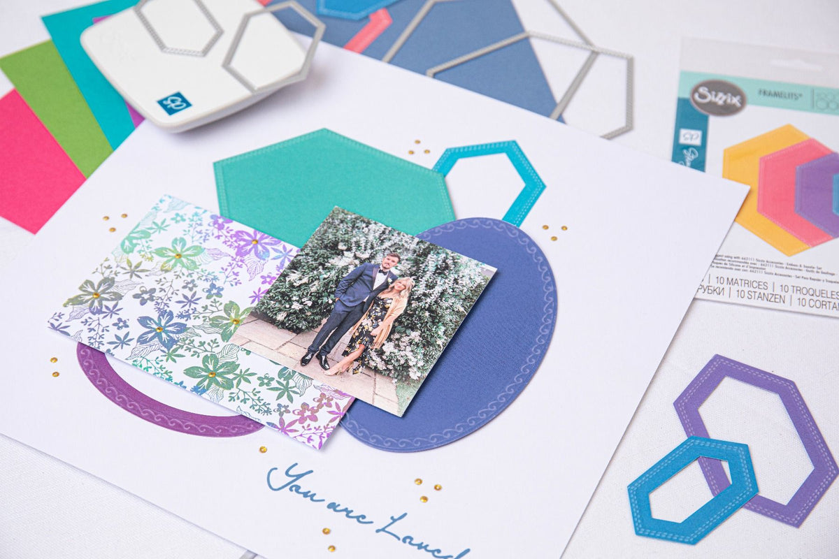 Sizzix Framelits Die Set 10 pièces Fanciful Framelits Belinda Stitched Hexagons by SP