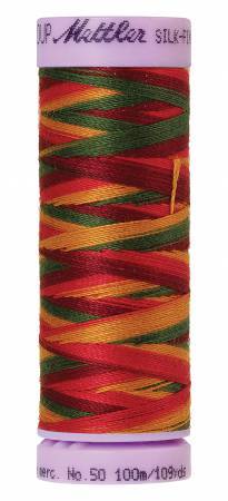 Fil de coton Mettler Silk-Finish 50wt, panaché, 100 m, coloris Poppy Garden