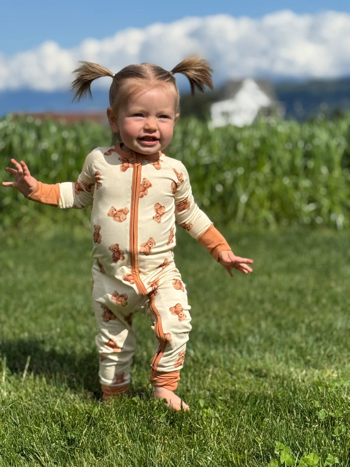 Grenouillère ourson convertible avec pieds intégrés