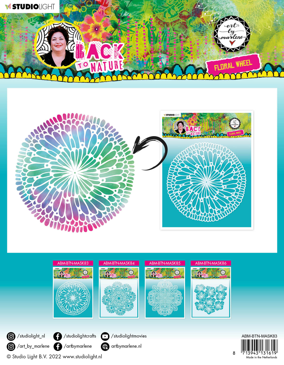 ABM Masque Roue Florale Retour À La Nature 200x200x1mm 1 PC n°83