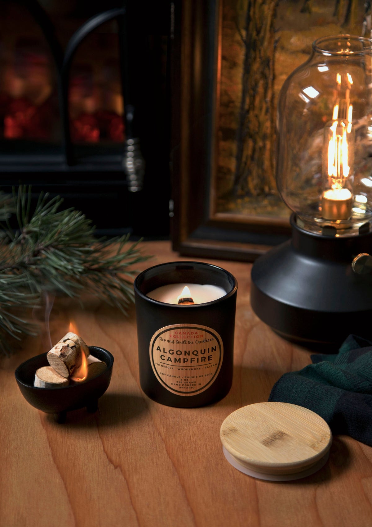 Algonquin Campfire: wood wick soy candle 8oz