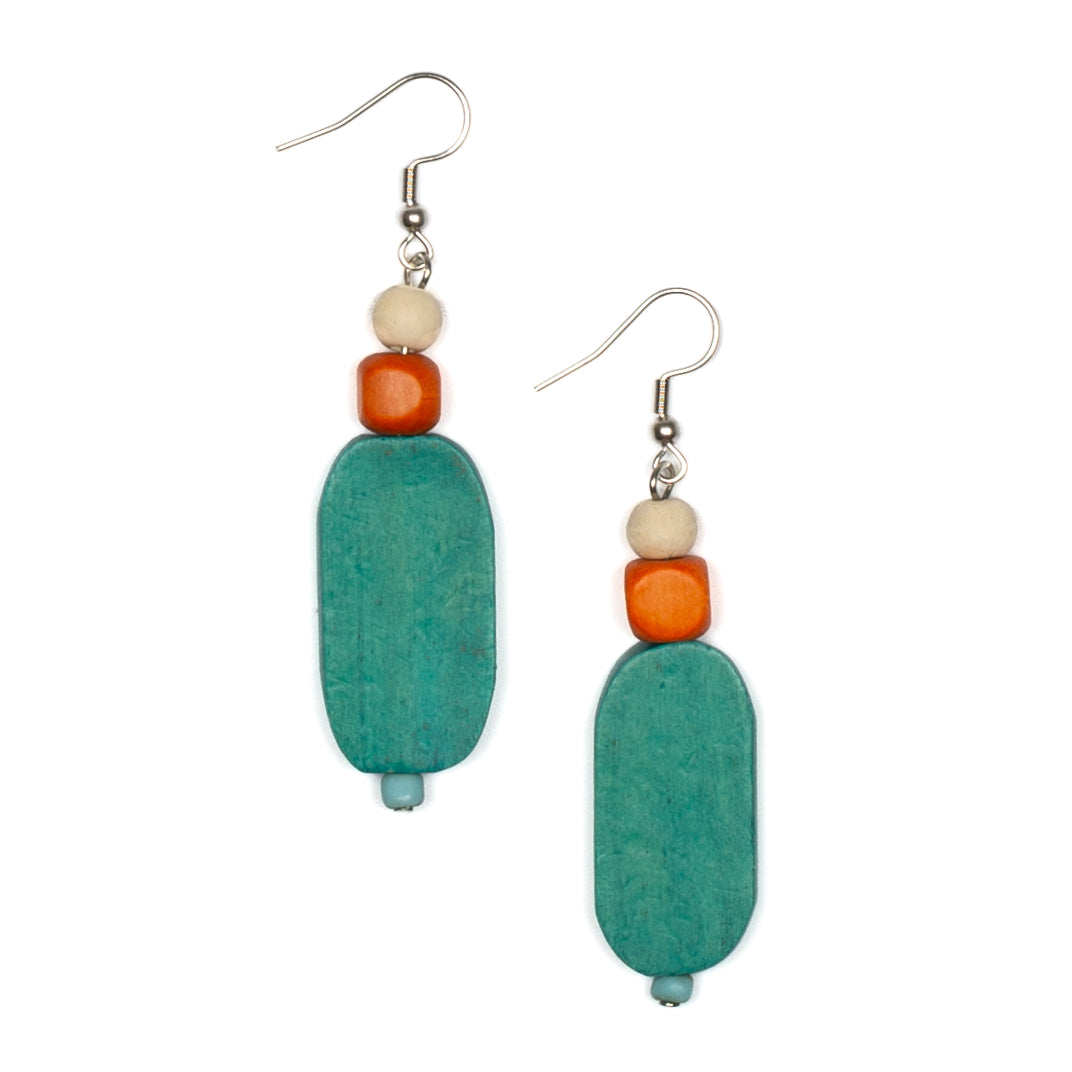 Boucle d'oreille losange en bois