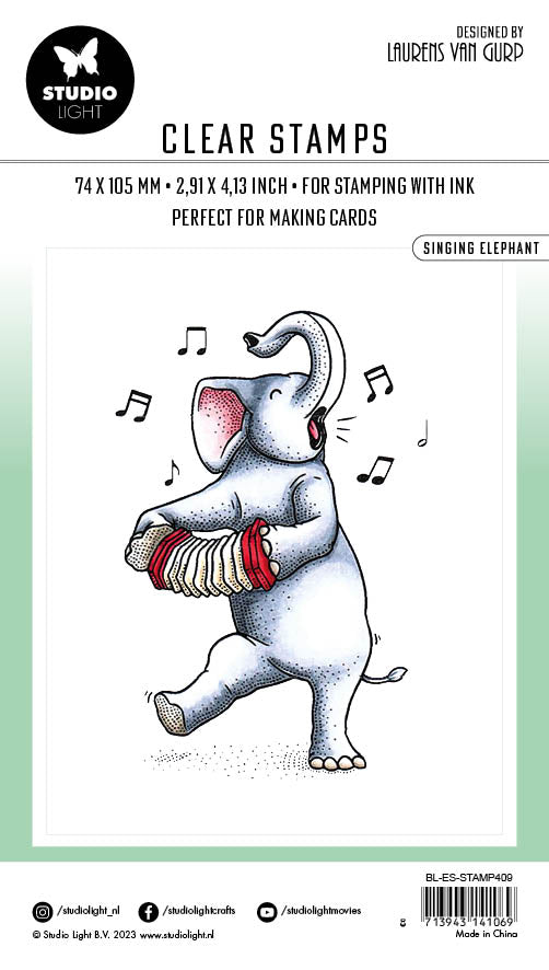 BL Tampon Transparent Éléphant Chanteur Essentiels 90x60x3mm 1 PC n°409
