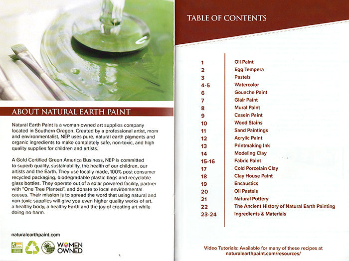 Livret de recettes de peintures naturelles et de fournitures artistiques