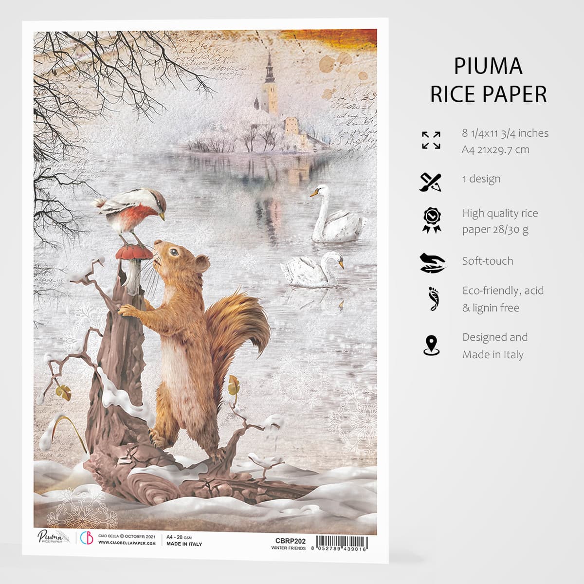 Ciao Bella Papier de Riz A4 Amis de l'Hiver