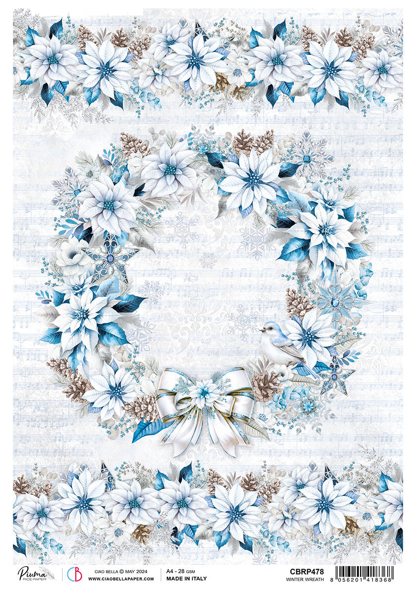 Feuille de riz A4 Couronne d'hiver - 5 feuilles
