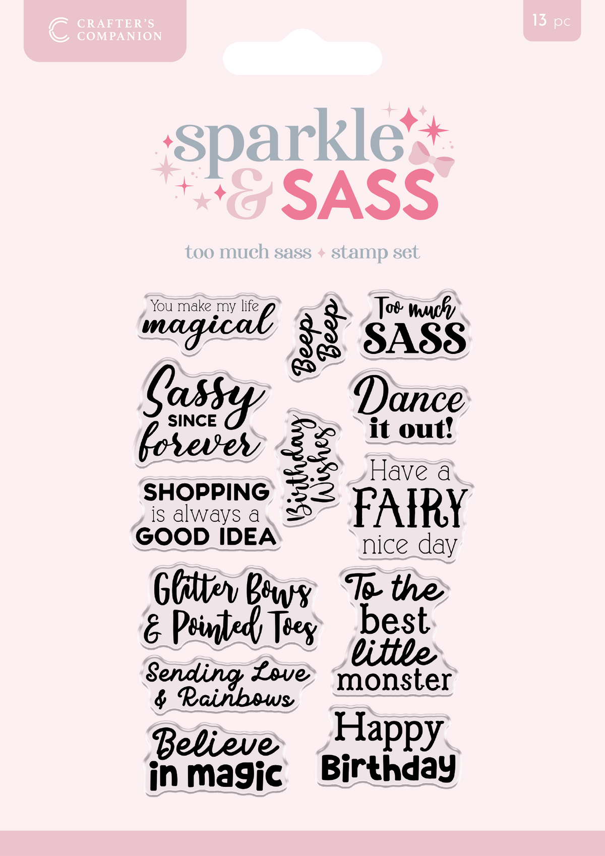 Crafters Companion Tampons acryliques transparents - Sentiments "Trop d'audace"
