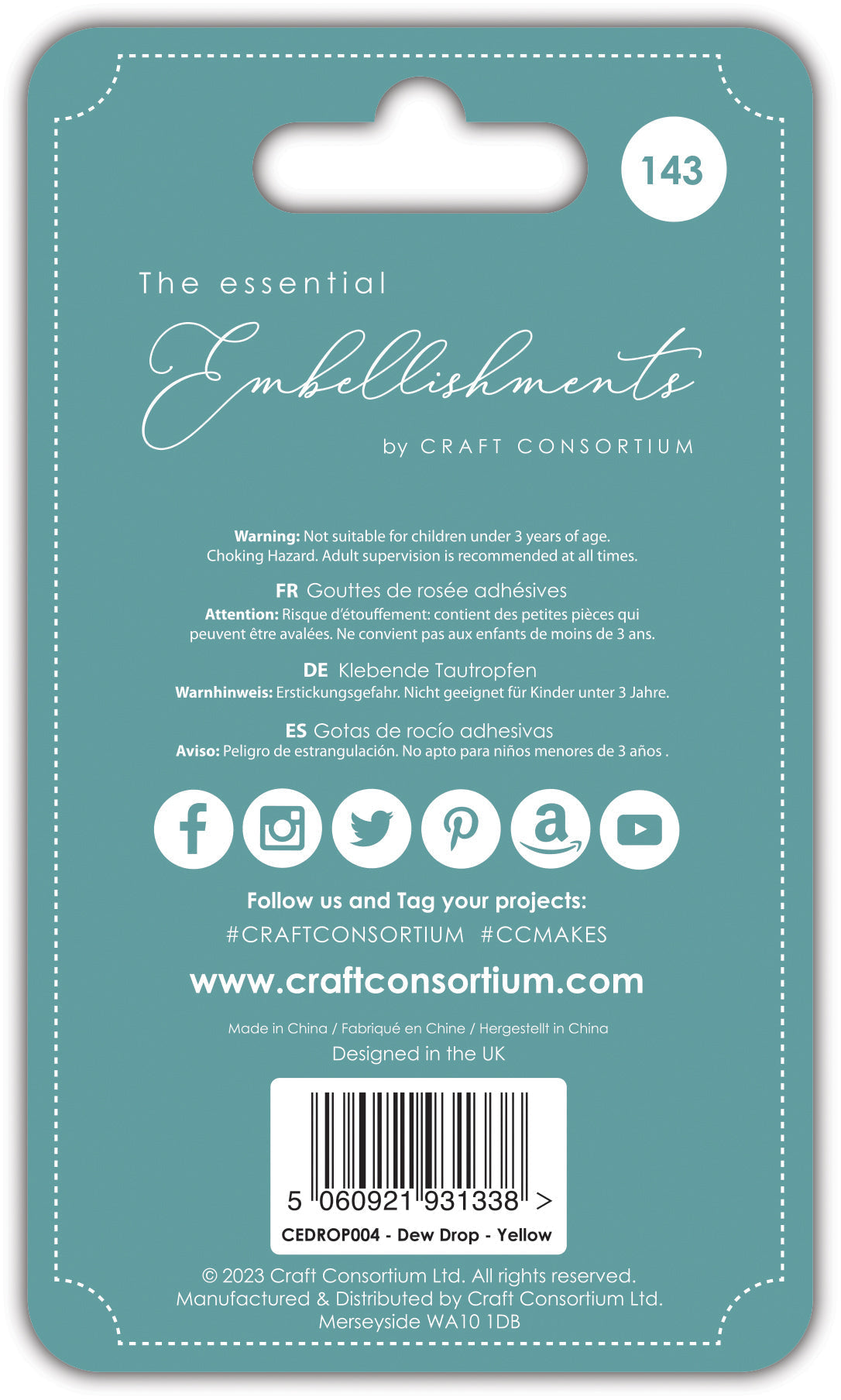 Gouttes adhésives décoratives Craft Consortium – Jaune