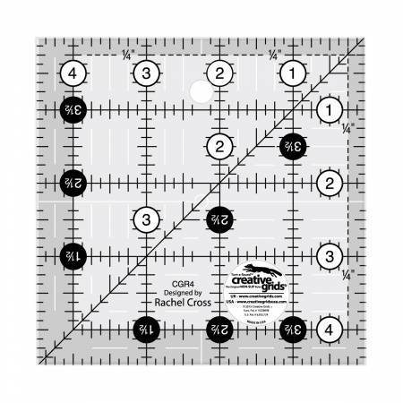 Règle de courtepointe Creative Grids carrée de 4-1/2 po