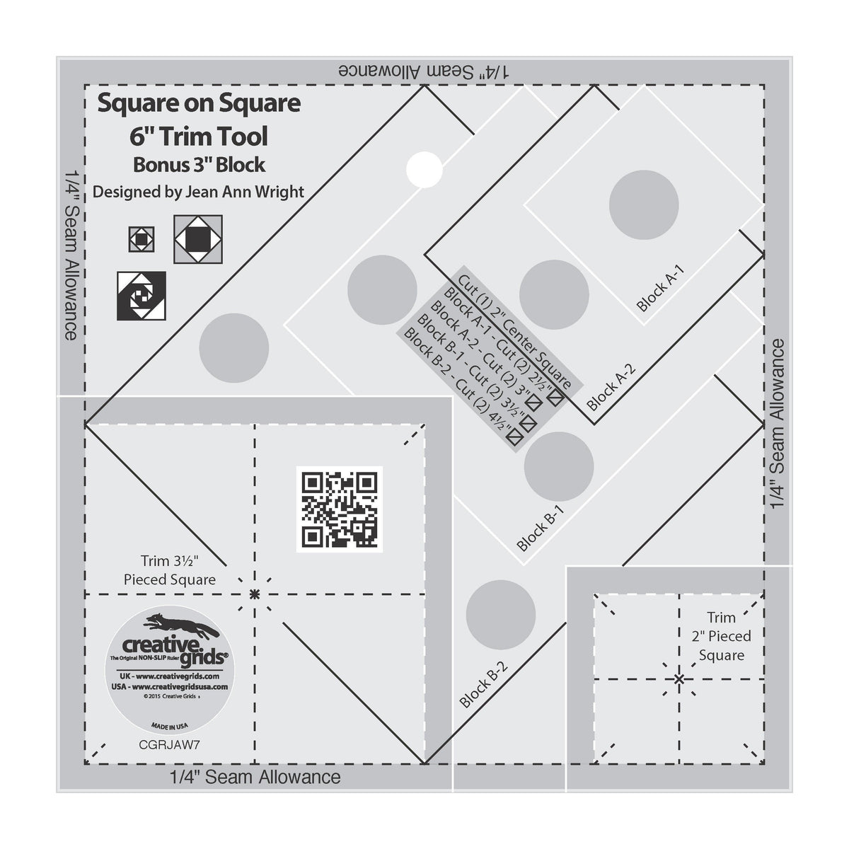 Creative Grids Square on Square Trim Tool 3" or 6" Finished