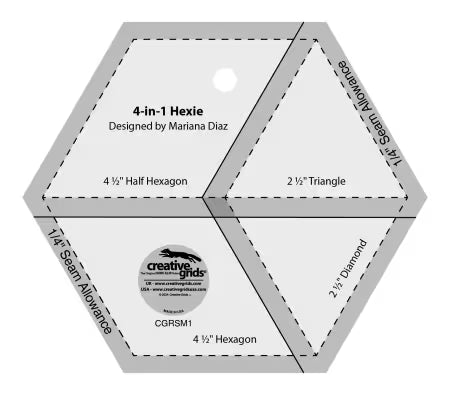 Règle de courtepointe Creative Grids 4-en-1 Hexie