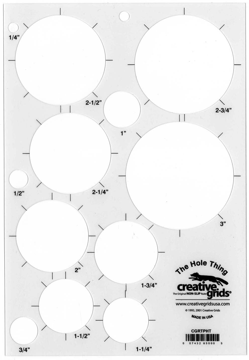 Creative Grids La Règle à Quilter en Plastique Gabarit The Hole Thing