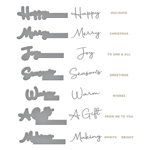Matrices de découpe et de dorure à chaud « Christmas Die & Glimmer Sentiments » de la collection « Classic Christmas »