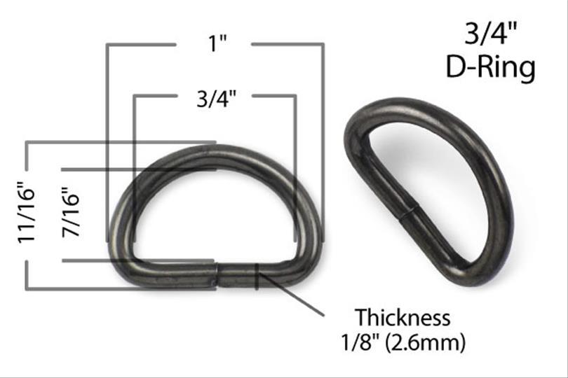 Anneau en D métallique de 3/4" (20 mm)