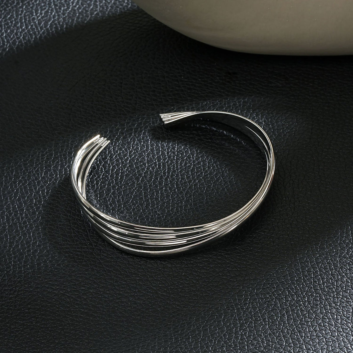 LIVIA Argent (Or Blanc) : Bracelet Lignes Géométriques