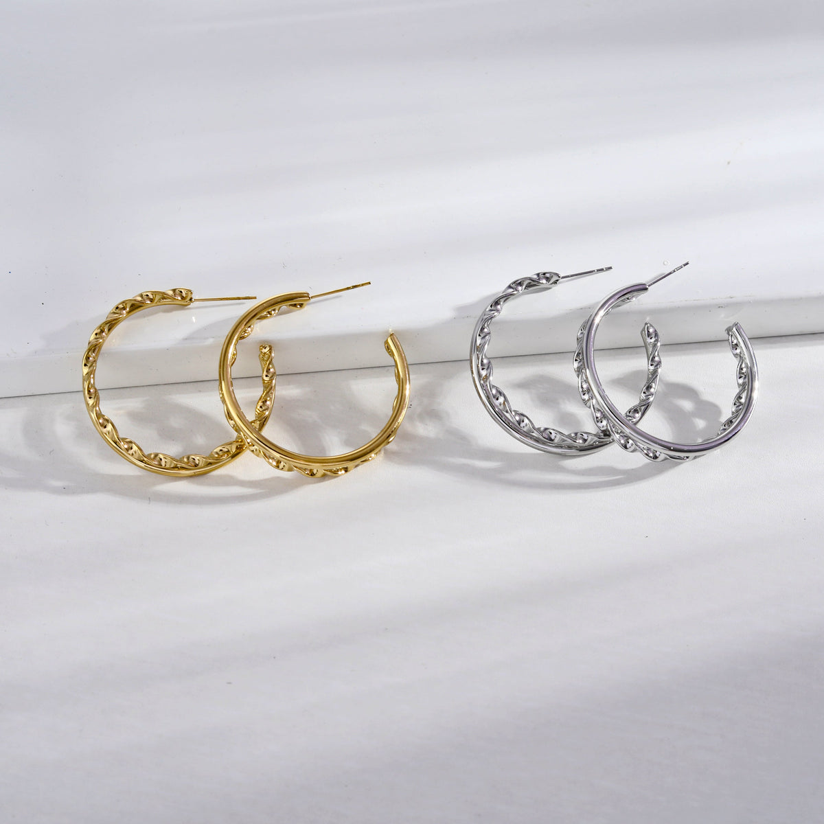 Boucles d'oreilles créoles doubles en argent ESME