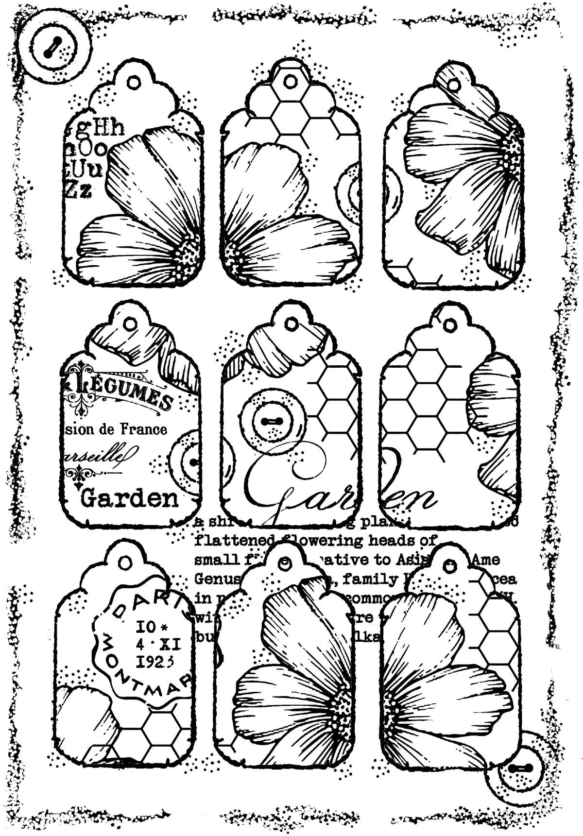 Woodware Clear Singles Nine Tags 4 in x 6 in Stamp