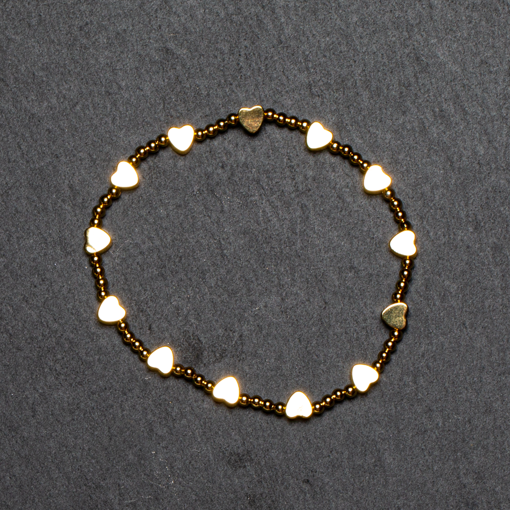 Bracelet Élastique Cœur Plaqué Or