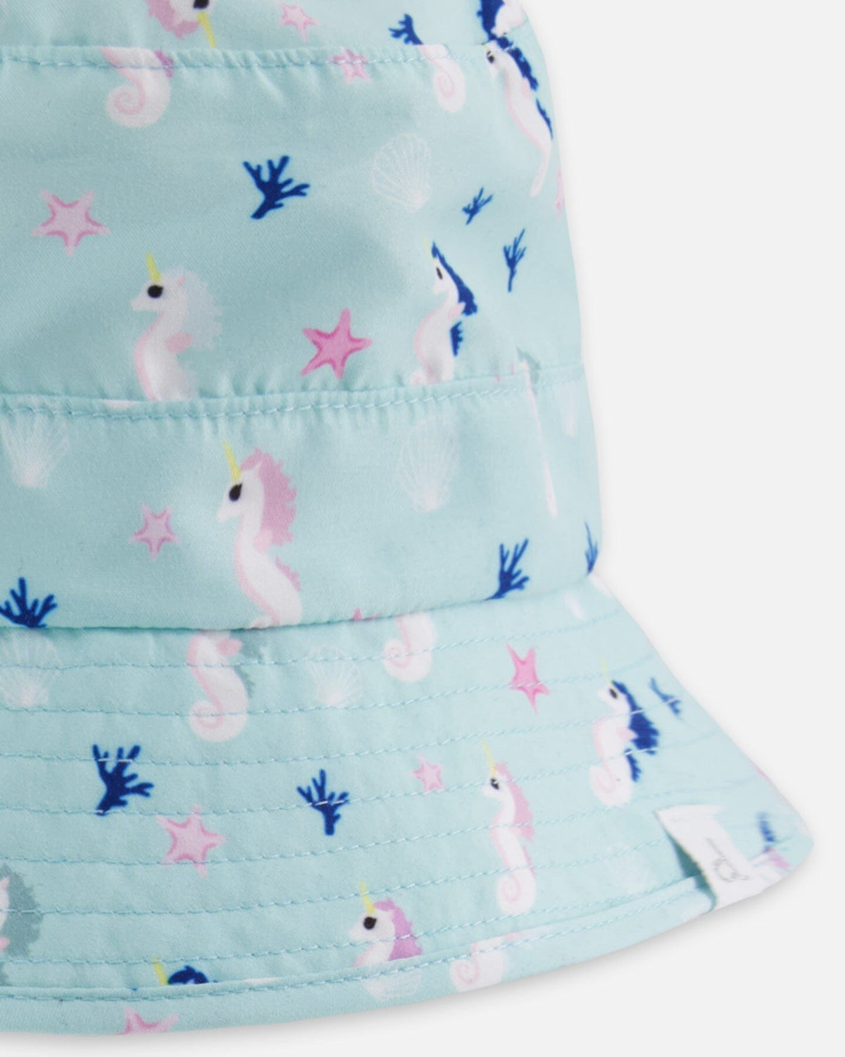 Chapeau de plage bleu imprimé hippocampe