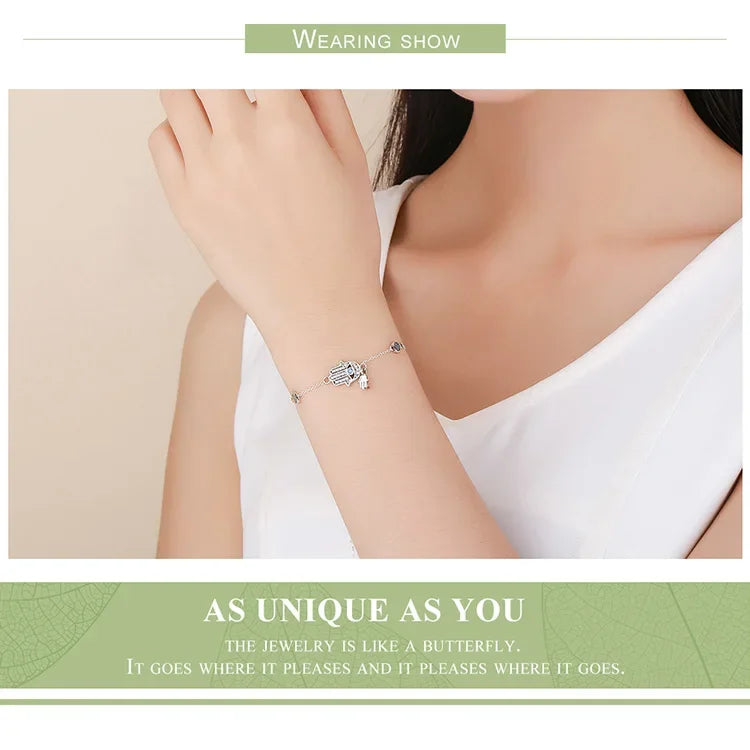 Bracelet breloque mauvais œil bleu en argent sterling – Fermoir mousqueton