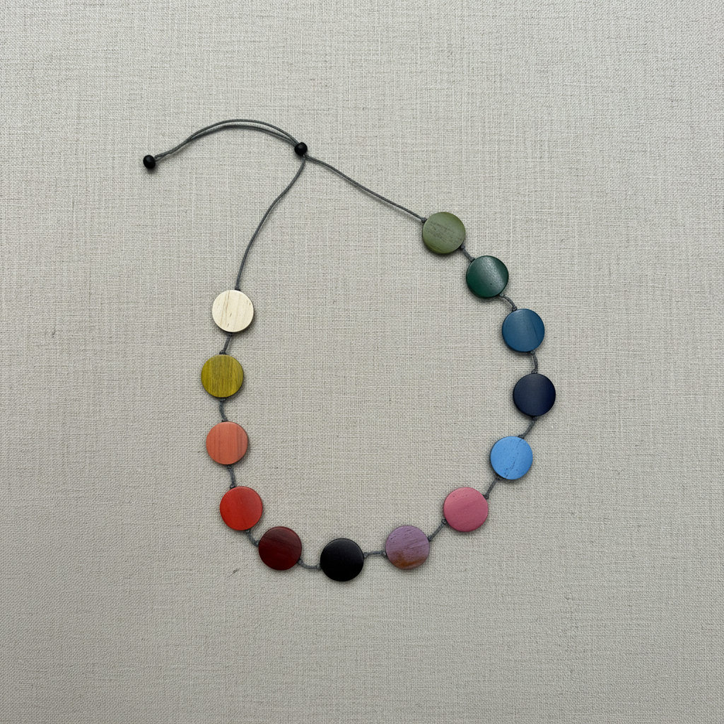 Long Wooden Rainbow Necklace