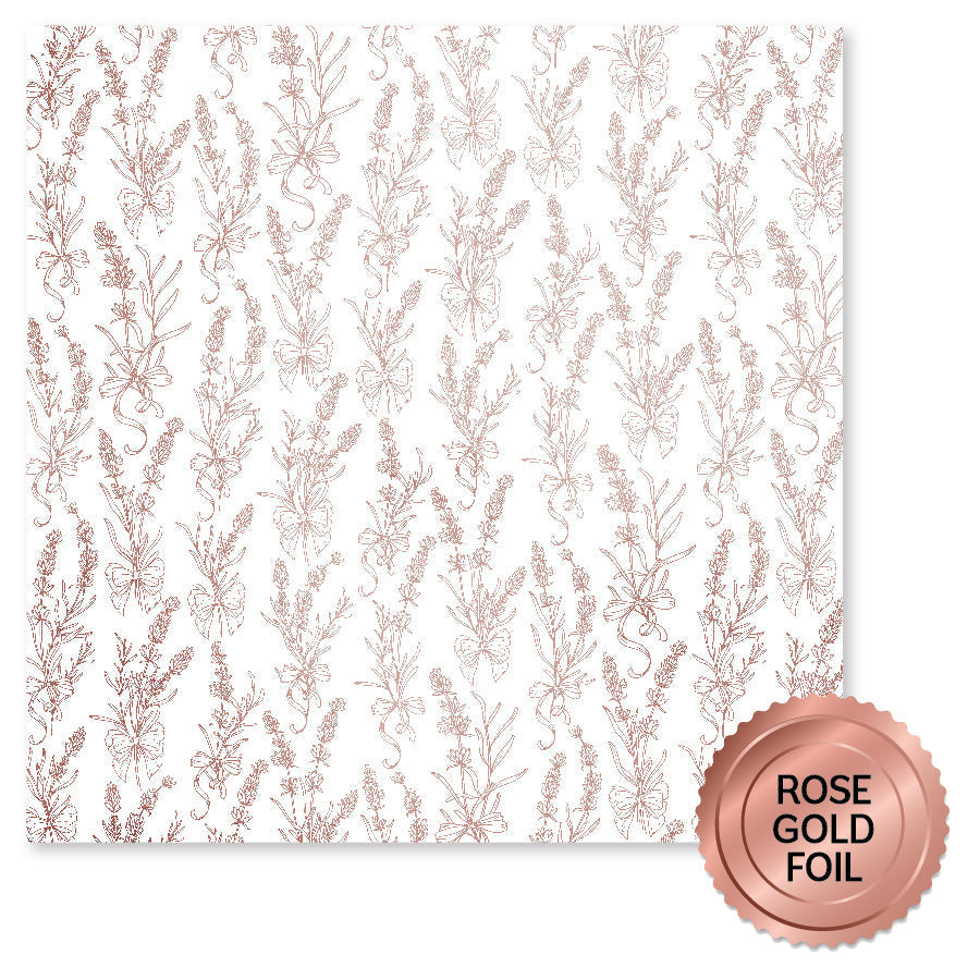Papier 12x12 Lavande & Roses Feuille Or Rose (Paquet de 6 en gros) 32202