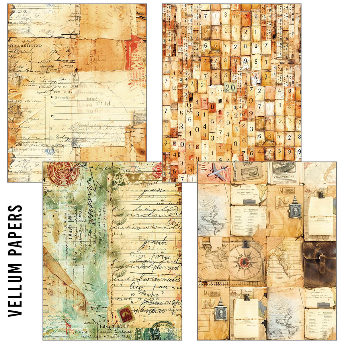 Lot de papier A5 Craftmix Journey Ahead - 8 feuilles (assortiment papier de soie et vélin)