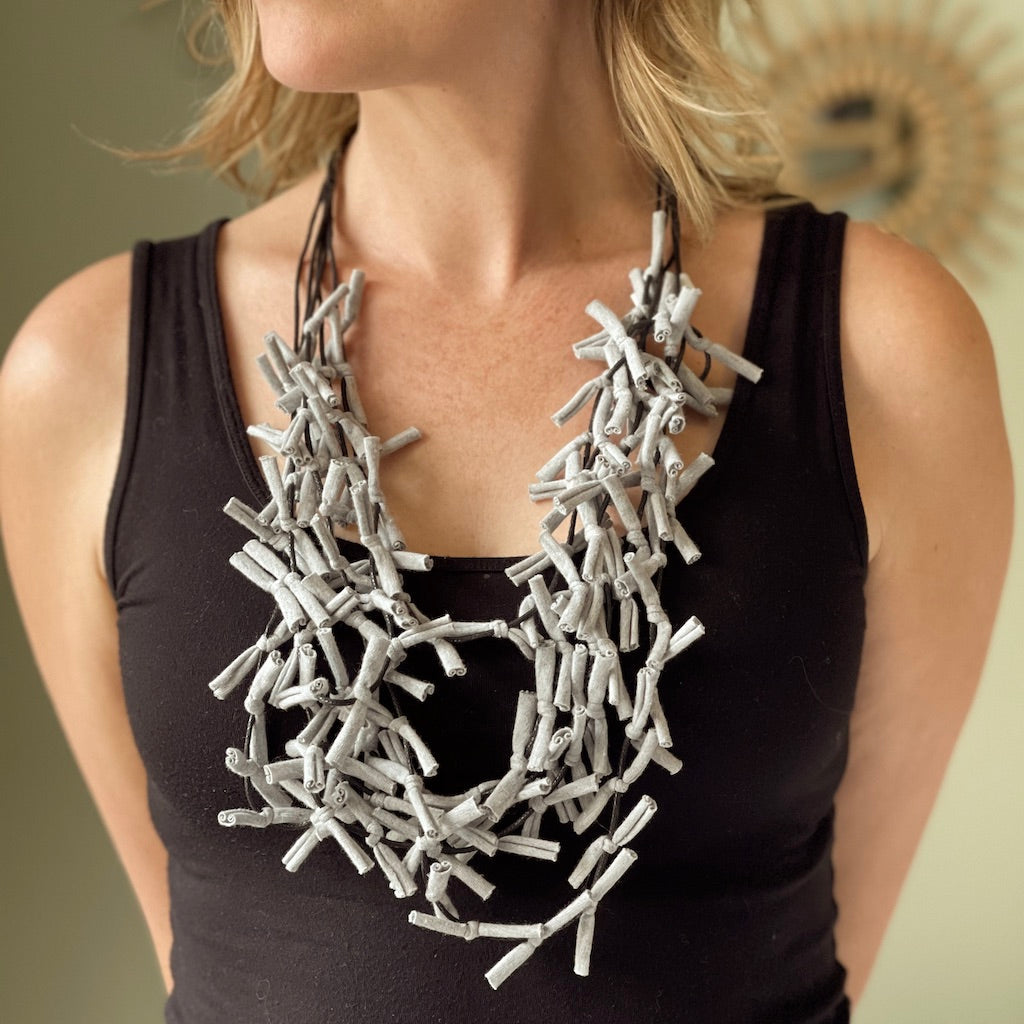 Multi Colour Fabric Tie Necklace