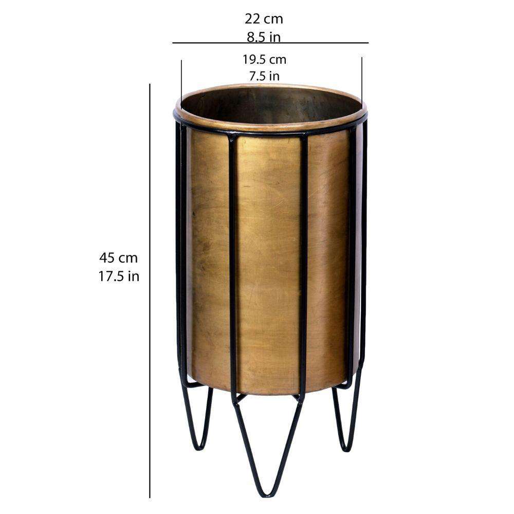 Neva - Brass Planter With Black Stand