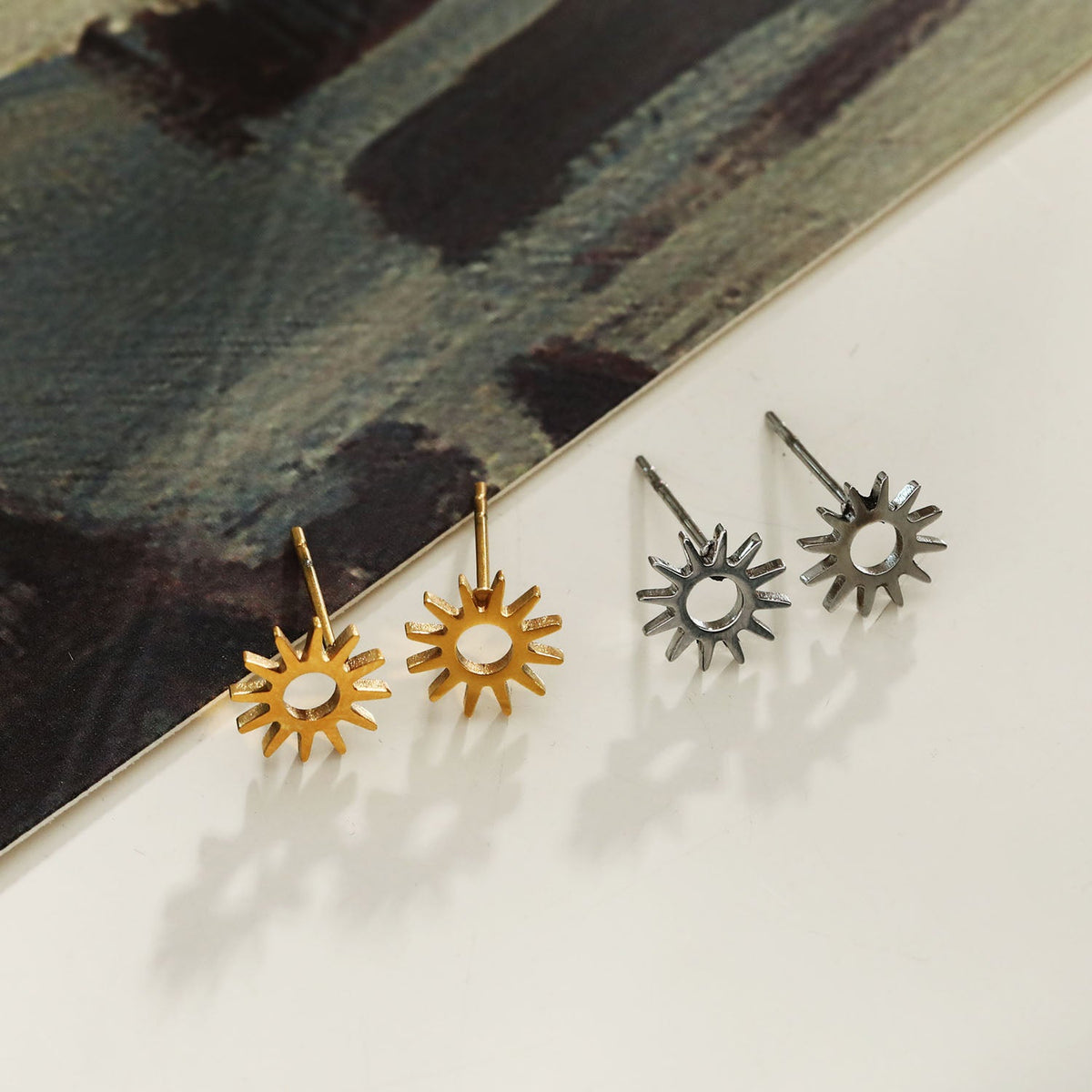Style EDLA : Boucles d'oreilles clous « Nuit étoilée » en argent