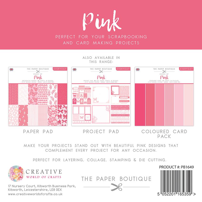The Paper Boutique Everyday - Nuances de - Rose Bloc de Projet 20,3 cm x 20,3 cm